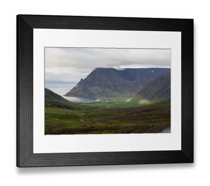 Framed Print : View of countryside near Isafjordur, Isafjarthardjup, Westfjords, Iceland Framed Print : View of countryside near Isafjordur, Isafjarthardjup, Westfjords, Iceland