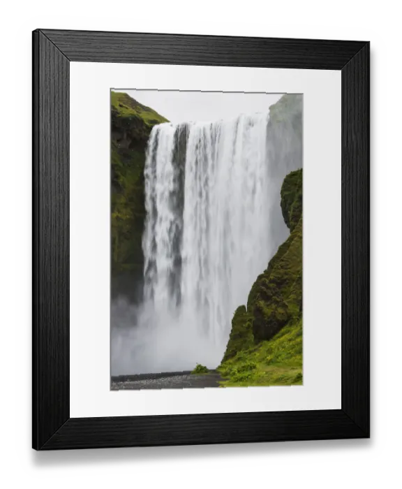 Framed Print : Skogafoss waterfall in heavy mist from long fall, Southwest Iceland, Iceland Framed Print : Skogafoss waterfall in heavy mist from long fall, Southwest Iceland, Iceland