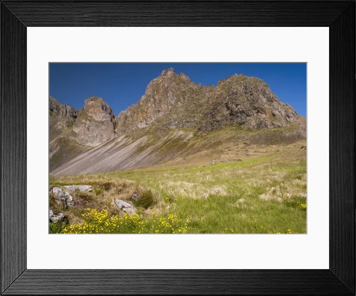 Framed Print : Mountain peaks rising high above coast, North Iceland, Iceland Framed Print : Mountain peaks rising high above coast, North Iceland, Iceland