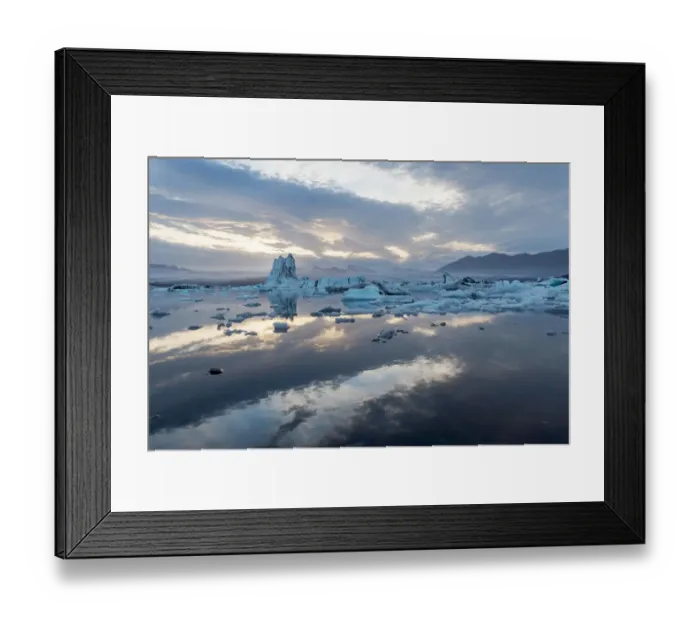Framed Print : Lake Jokulsarlon and Ice from Breidamerkurjohull Glacier, Skaftafell National Park, Vatnajokull National Park, Southeast Iceland, Iceland