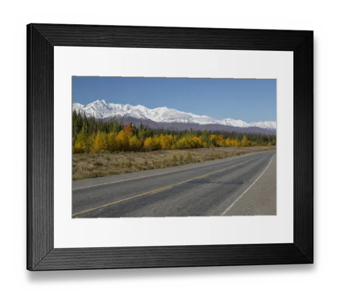 Framed Print : St. Elias Range and highway in Kluane National Park, Yukon Territory, Canada Framed Print : St. Elias Range and highway in Kluane National Park, Yukon Territory, Canada