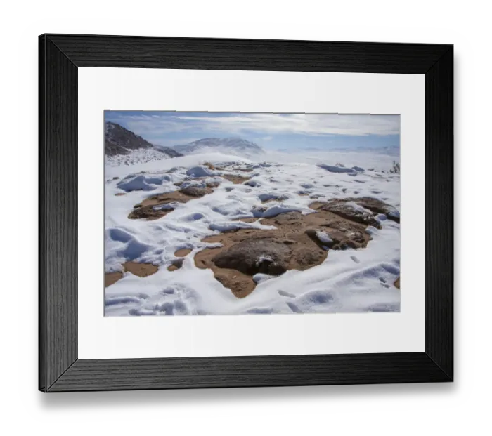Framed Print : Johnson Valley with snow, California, USA