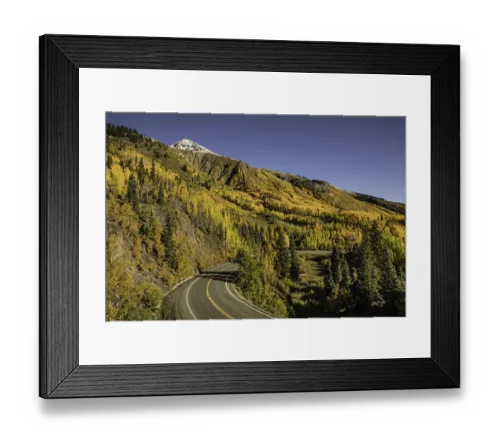 Framed Print : Aspen trees and Million Dollar Highway near Crystal Lake, Ouray, Colorado, USA Framed Print : Aspen trees and Million Dollar Highway near Crystal Lake, Ouray, Colorado, USA
