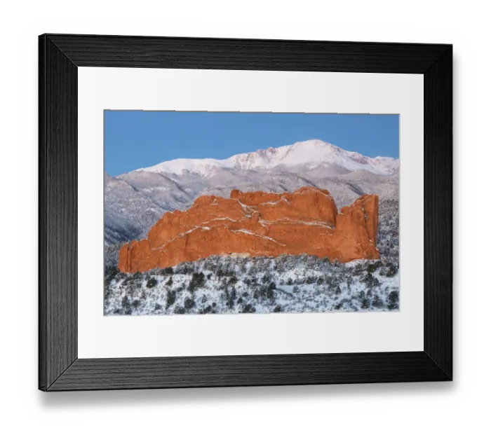 Framed Print : Pikes Peak and sandstone formation, Colorado Springs, Colorado, USA