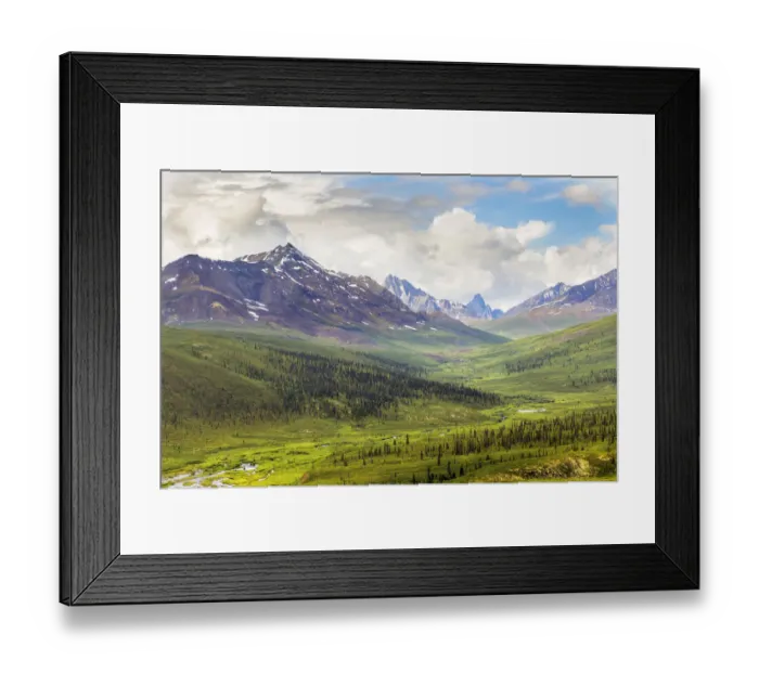Framed Print : Landscape of Tombstone Range and North Klondike River, Yukon Territory, Canada Framed Print : Landscape of Tombstone Range and North Klondike River, Yukon Territory, Canada