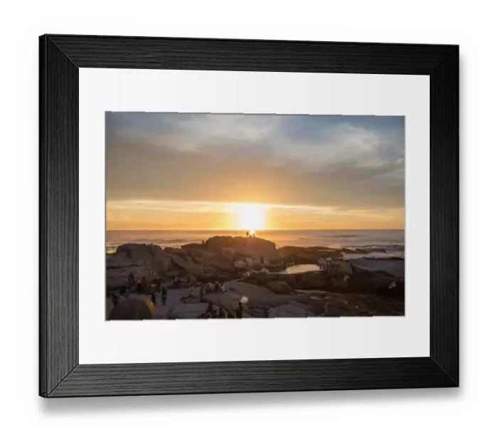 Framed Print : Wide angle shot of the sun rising over the sea, Cape Town, Western Cape, South Africa