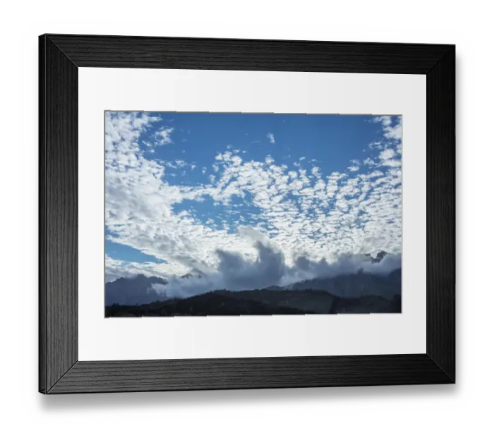 Framed Print : Wide angle shot of clouds over mountains, Western Cape Province, South Africa Framed Print : Wide angle shot of clouds over mountains, Western Cape Province, South Africa