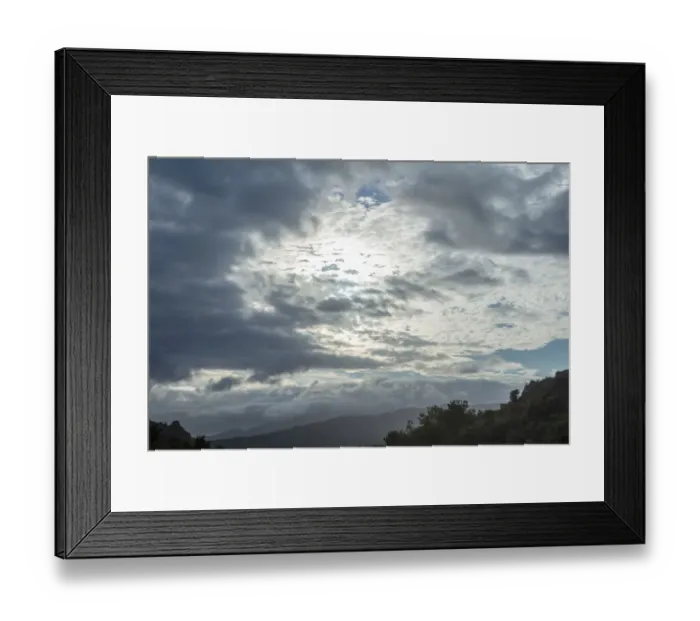 Framed Print : Wide angle shot of clouds over mountains, Western Cape Province, South Africa