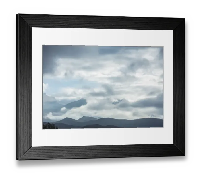 Framed Print : Wide angle shot of clouds gathering over mountains, Western Cape Province, South Africa