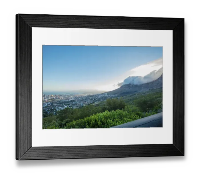 Framed Print : Wide shot of clouds moving over Table Mountain, Cape Town, Western Cape, South Africa Framed Print : Wide shot of clouds moving over Table Mountain, Cape Town, Western Cape, South Africa