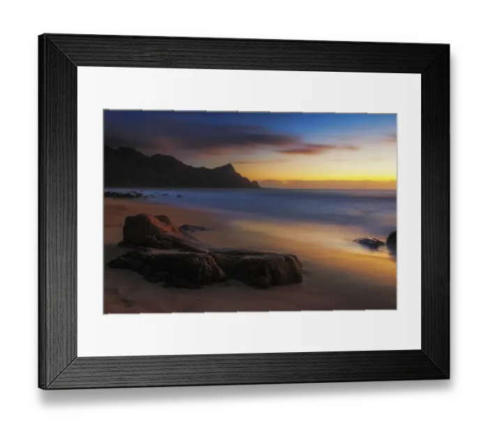 Framed Print : Kogel Bay or Cool Bay Landscape Photo in the Kogelberg Biosphere Reserve at Twilight, Western Cape Province, South Africa