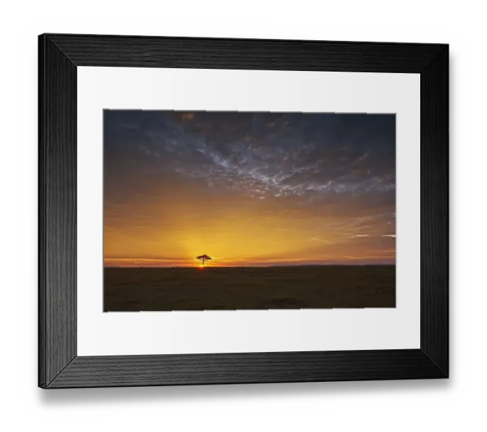 Framed Print : Dramatic sunrise landscape over the Masai Mara National Reserve in Kenya Framed Print : Dramatic sunrise landscape over the Masai Mara National Reserve in Kenya