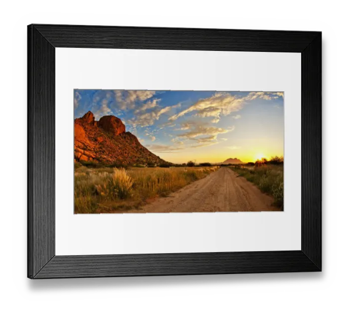 Framed Print : A Panoramic Sunset Landscape Photo of Spitzkoppe in Namibia, Erongo, Namibia