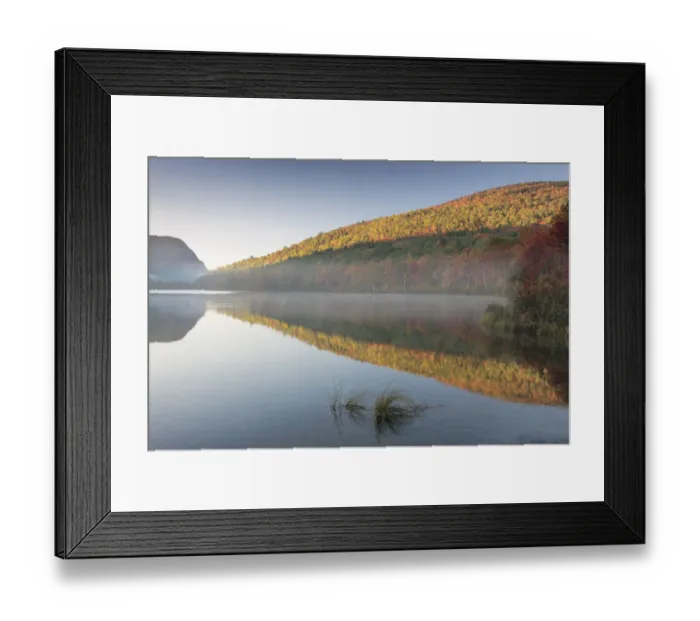 Framed Print : A calm and misty Autumn sunrise in Baxter State Park, Maine, USA