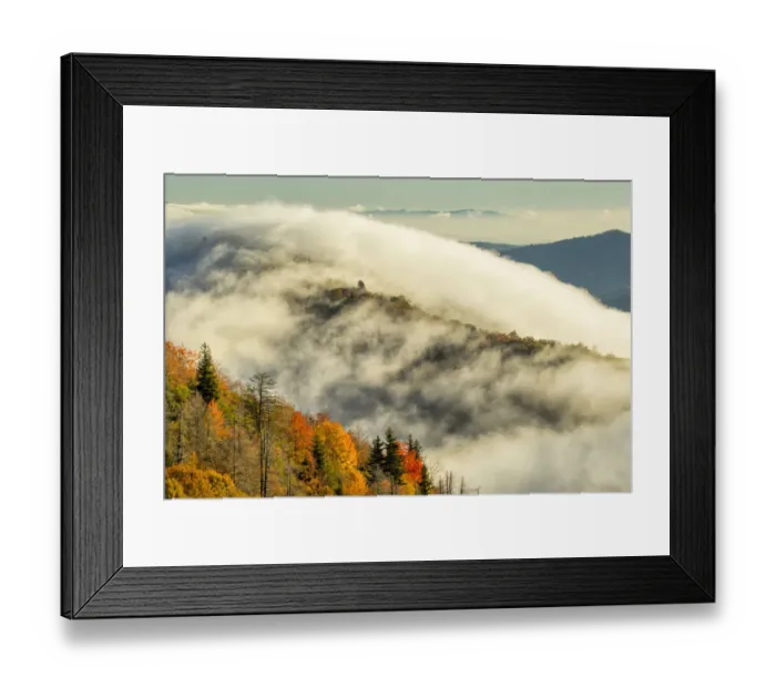 Framed Print : Autumn colors and mist at sunrise, Blue Ridge Mountains from Blue Ridge Parkway, North Carolina, USA Framed Print : Autumn colors and mist at sunrise, Blue Ridge Mountains from Blue Ridge Parkway, North Carolina, USA