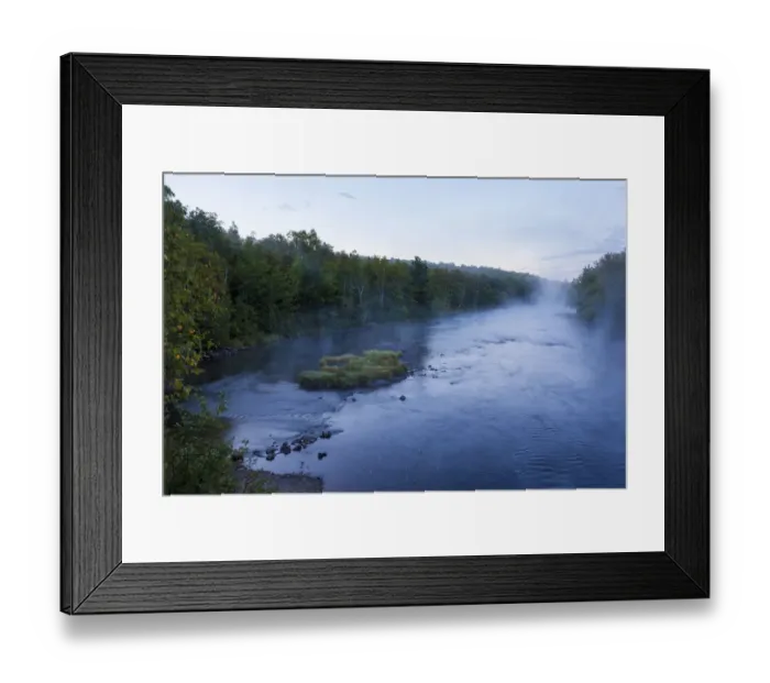 Framed Print : Morning mist rising from East Branch of Penobscot River, Matagamon Wilderness Camps, International Appalachian Trail, Maine, USA Framed Print : Morning mist rising from East Branch of Penobscot River, Matagamon Wilderness Camps, International Appalachian Trail, Maine, USA
