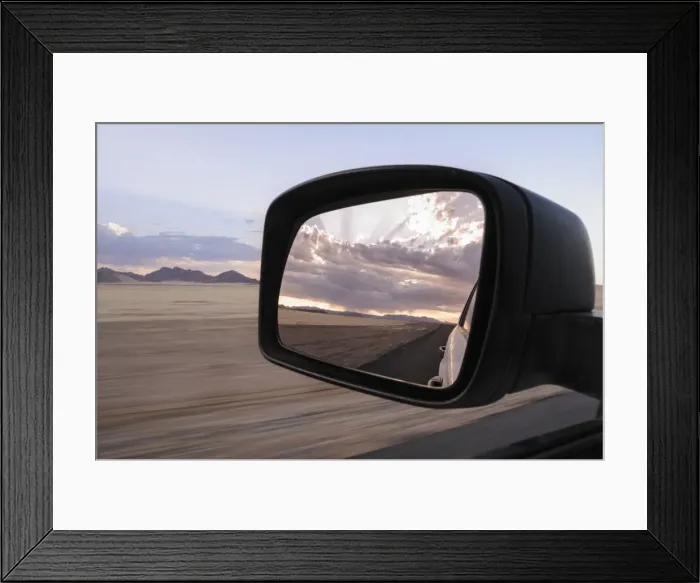 Framed Print : barren, car, color image, colour image, desert, dramatic sky, dune, elevated view Framed Print : barren, car, color image, colour image, desert, dramatic sky, dune, elevated view
