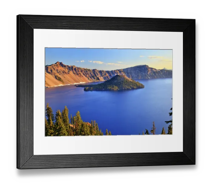 Framed Print : Wizard Island on Crater Lake, Crater Lake National Park, Oregon, USA