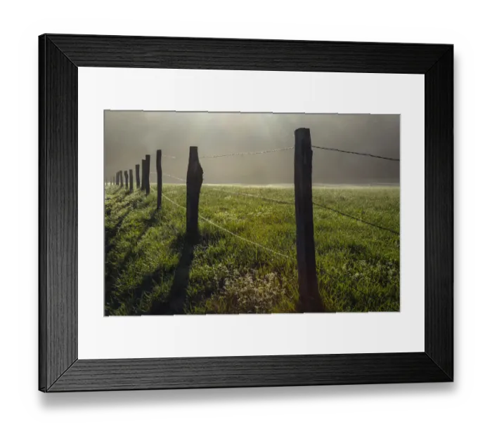 Framed Print : Fence in Cades Cove at sunrise, Great Smoky Mountains National Park, Tennessee, USA Framed Print : Fence in Cades Cove at sunrise, Great Smoky Mountains National Park, Tennessee, USA