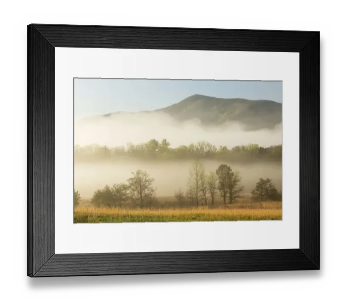 Framed Print : Foggy morning, Cades Cove, Great Smoky Mountains National Park, Tennessee, USA Framed Print : Foggy morning, Cades Cove, Great Smoky Mountains National Park, Tennessee, USA