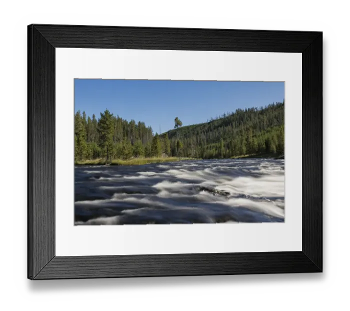 Framed Print : Firehole River and Yellowstone National Park on sunny day, Wyoming, USA
