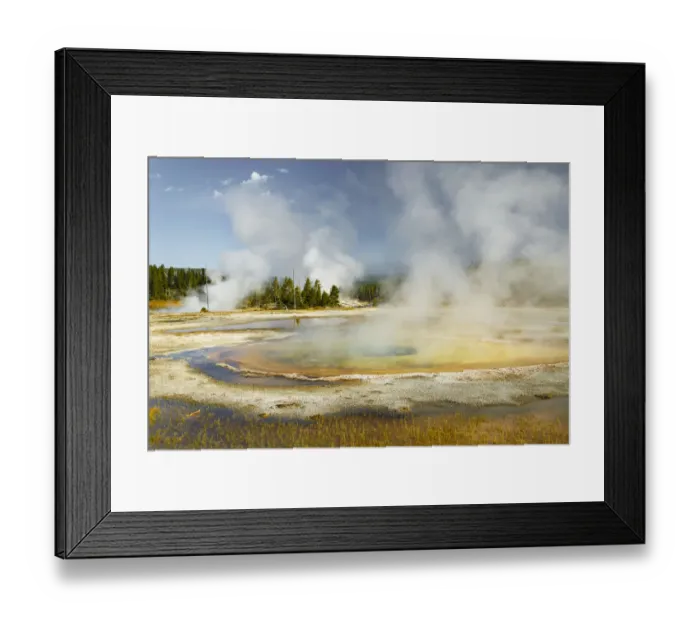 Framed Print : Chromatic Spring in Upper Geyser Basin on sunny day, Yellowstone National Park, Wyoming, USA Framed Print : Chromatic Spring in Upper Geyser Basin on sunny day, Yellowstone National Park, Wyoming, USA