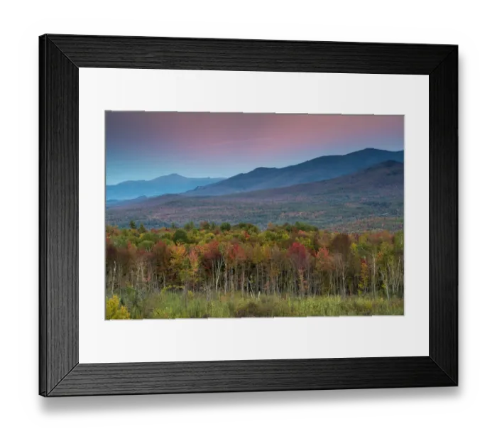 Framed Print : Autumn forest near White Mountains at sunset, New Hampshire, USA Framed Print : Autumn forest near White Mountains at sunset, New Hampshire, USA