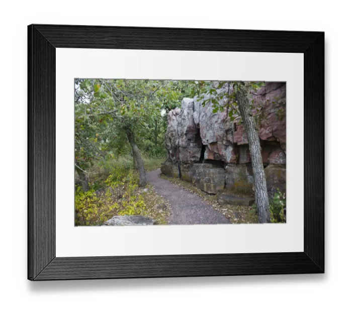 Framed Print : Quartzite cliffs on Circle Trail, Pipestone National Monument, Minnesota, USA Framed Print : Quartzite cliffs on Circle Trail, Pipestone National Monument, Minnesota, USA
