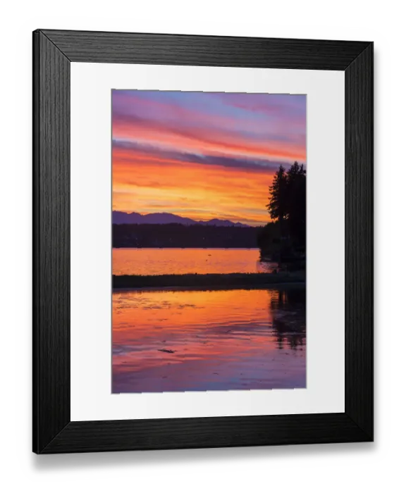 Framed Print : Fletcher Bay at sunset, Olympics and Kitsap Peninsula, Bainbridge Island, Washington State, USA