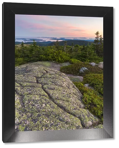 Glacial striations in granite on summit of Cadillac Mountain, Acadia National Park, Maine, USA