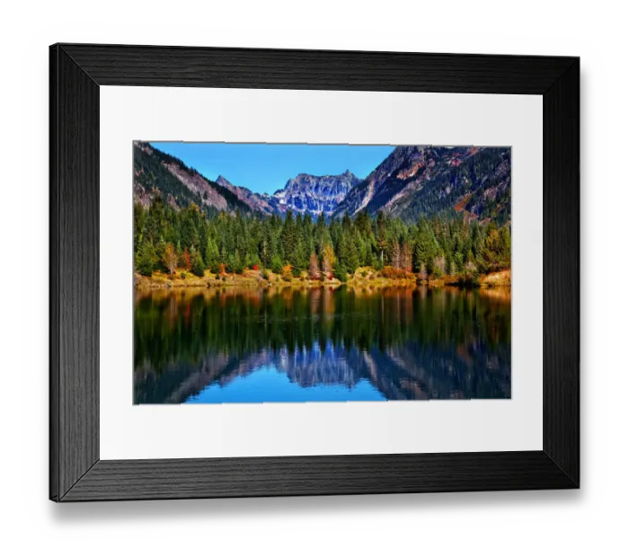Framed Print : Reflection of Mt Chikamin Peak in Gold lake, Fall Snoqualmie Pass, Wenatchee National Forest Wilderness, Washington State, USA Framed Print : Reflection of Mt Chikamin Peak in Gold lake, Fall Snoqualmie Pass, Wenatchee National Forest Wilderness, Washington State, USA
