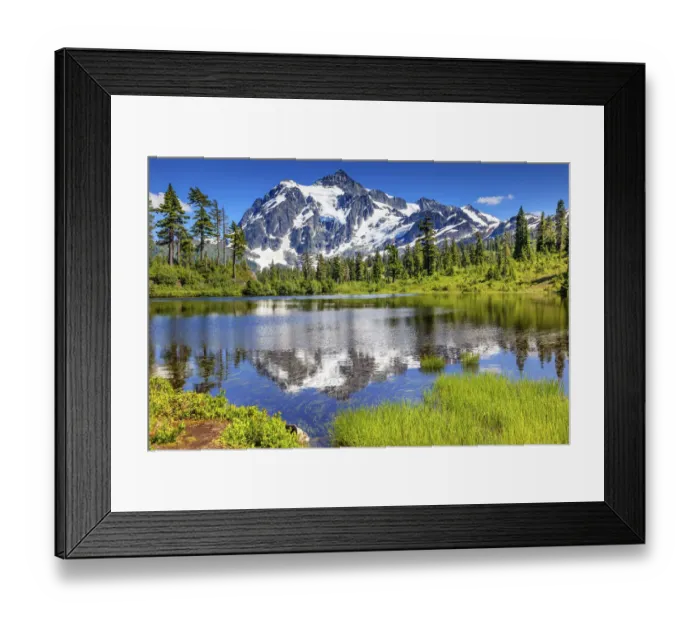 Framed Print : Mount Shuksan reflecting in lake, Washington State, USA Framed Print : Mount Shuksan reflecting in lake, Washington State, USA