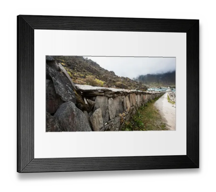 Framed Print : Everest base camp trek, Himalayas, Khumjung, Nepal, mani stones, Colour Image, Color Image