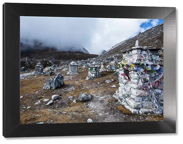 Everest base camp trek, Himalayas, Nepal, memorial, Colour Image, Color Image, Photography