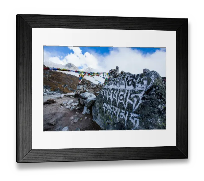 Framed Print : Everest base camp trek, Himalayas, Nepal, mani stones, Colour Image, Color Image