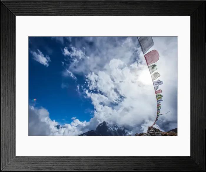 Framed Print : Everest base camp trek, Himalayas, Nepal, prayer flags, Colour Image, Color Image