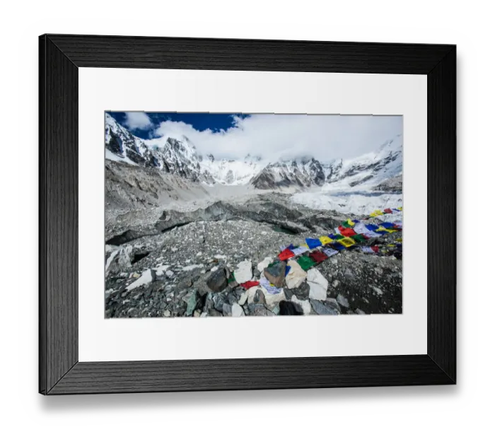 Framed Print : Everest base camp, Everest base camp trek, Himalayas, Nepal, prayer flags, Colour Image Framed Print : Everest base camp, Everest base camp trek, Himalayas, Nepal, prayer flags, Colour Image