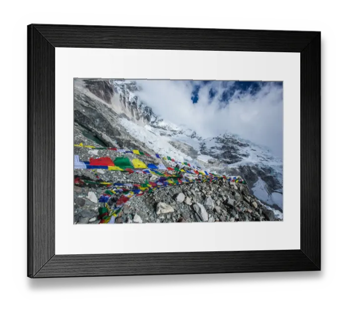 Framed Print : Everest base camp, Everest base camp trek, Himalayas, Nepal, prayer flags, Colour Image