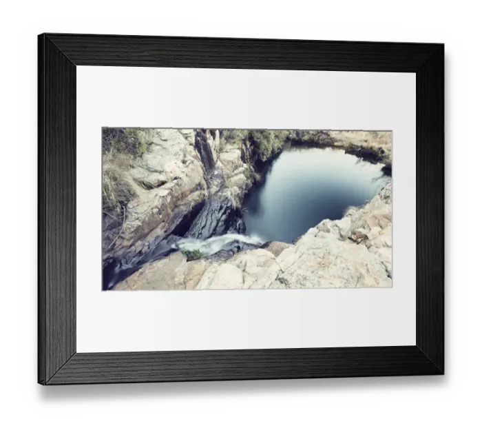 Framed Print : Small waterfall with water pool at the bottom - Dullstroom South Africa Framed Print : Small waterfall with water pool at the bottom - Dullstroom South Africa