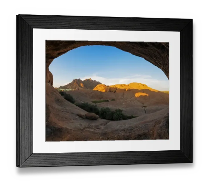 Framed Print : The Eye to Spitzkoppe, Panoramic Photo of the Rock Arch at Spiztkoppe, Erongo Region, Namibia, Africa Framed Print : The Eye to Spitzkoppe, Panoramic Photo of the Rock Arch at Spiztkoppe, Erongo Region, Namibia, Africa