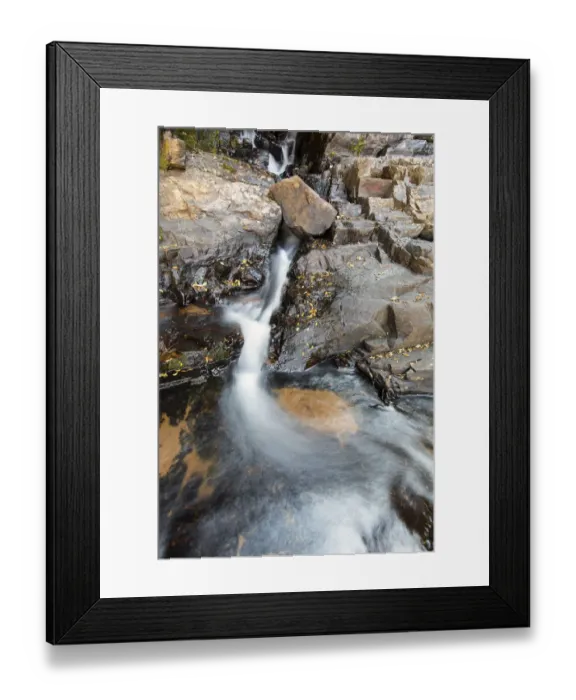 Framed Print : Small waterfall landscape with long exposure high in river - Dullstroom South Africa