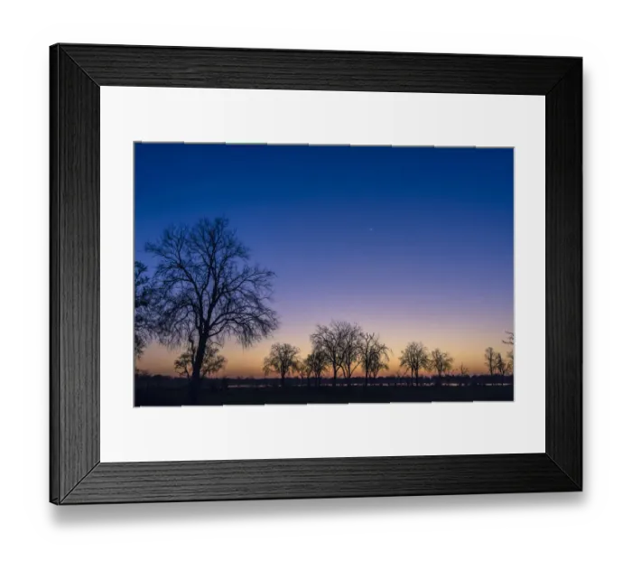 Framed Print : Crescent moon at sunset over Khwai River, Khwai Concession, Okavango Delta, Botswana