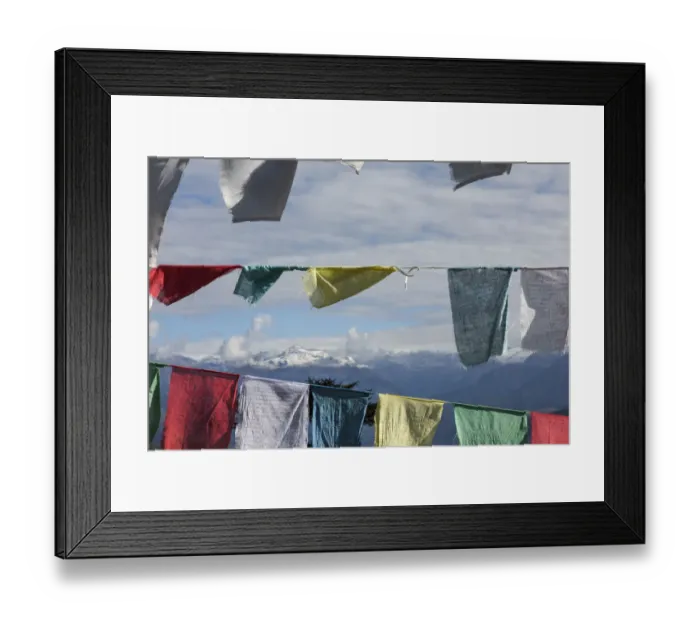 Framed Print : Himalayas seen through prayer flags, Dorcha La Pass, Bhutan Framed Print : Himalayas seen through prayer flags, Dorcha La Pass, Bhutan