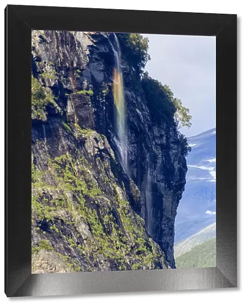 Rainbow in Seven Sisters Waterfall, Geirangerfjord, Norway