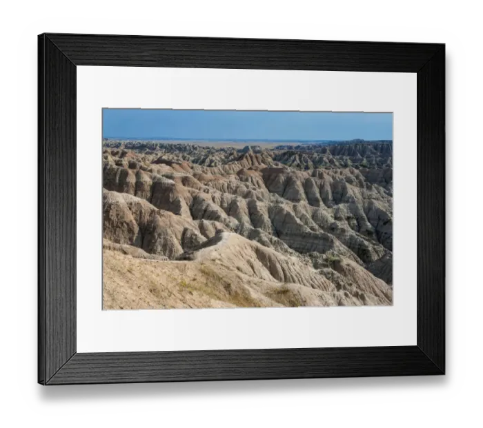 Framed Print : Eroded landscape in Badlands National Park, South Dakota, USA Framed Print : Eroded landscape in Badlands National Park, South Dakota, USA
