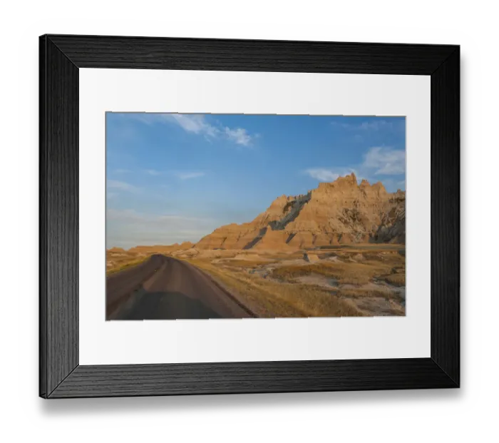 Framed Print : Road through Badlands National Park, South Dakota, USA