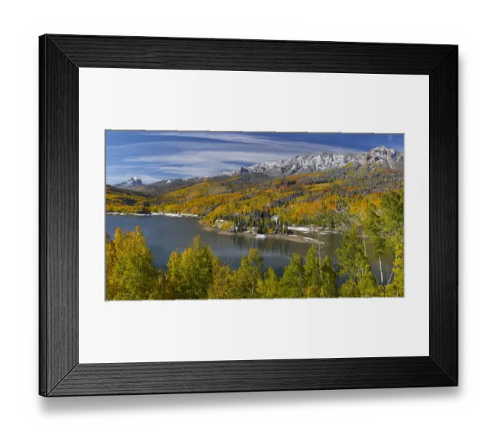 Framed Print : Sunny landscape with Silver Jack Reservoir and forest in autumn, Colorado, USA Framed Print : Sunny landscape with Silver Jack Reservoir and forest in autumn, Colorado, USA