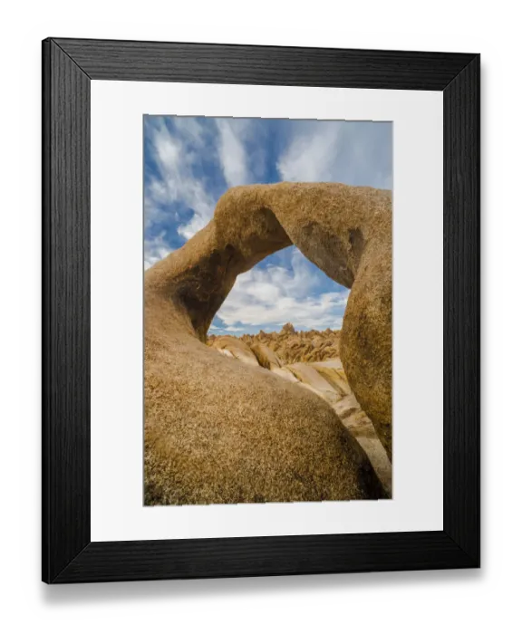 Framed Print : Mobius Arch with clouds, Alabama Hills Recreation Area, California, USA Framed Print : Mobius Arch with clouds, Alabama Hills Recreation Area, California, USA