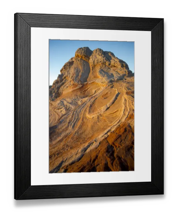 Framed Print : Sunset on abstract designs of geological formation found in Vermillion Cliffs National Monument, Arizona, USA