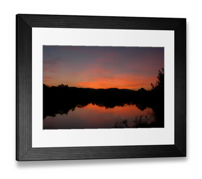 Framed Print : Sunset over still lake in the Kruger National Park, Mpumalanga, South Africa Framed Print : Sunset over still lake in the Kruger National Park, Mpumalanga, South Africa